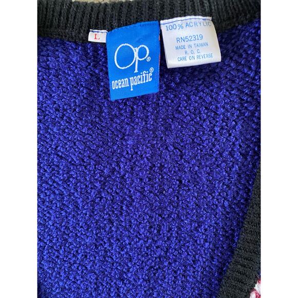 Vintage 90s OP Button Down Sweater Vest Plaid Men's size Large Preppy Grunge - Picture 4 of 5